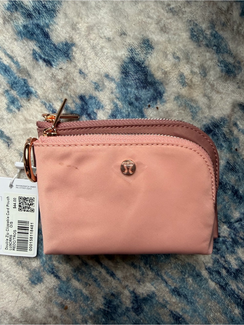 lululemon athletica Blush Pink Double Zip Card & Coin Pouch
